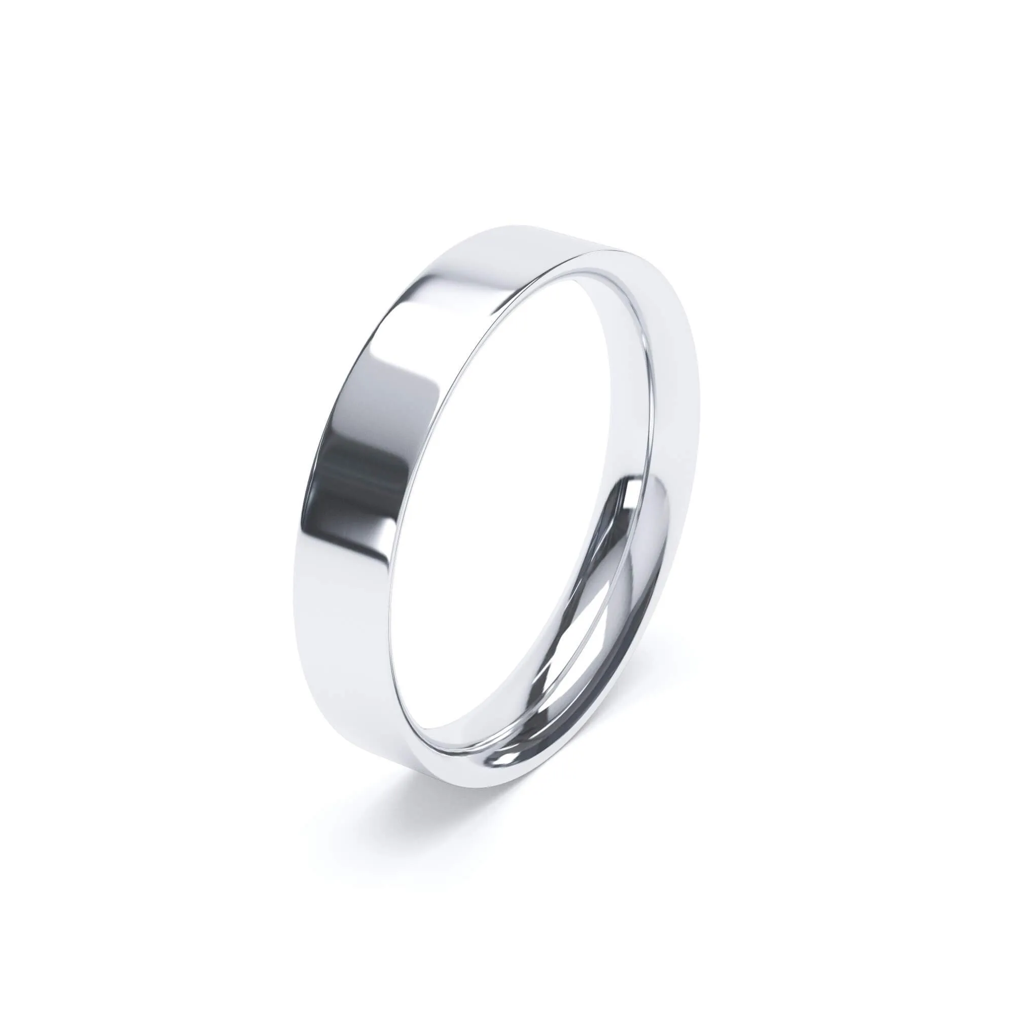 - Flat Court Profile Wedding Ring Platinum