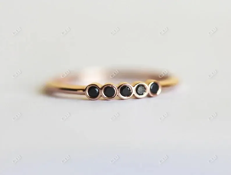 0.07CT Moissanite Black Five Stone Wedding Band