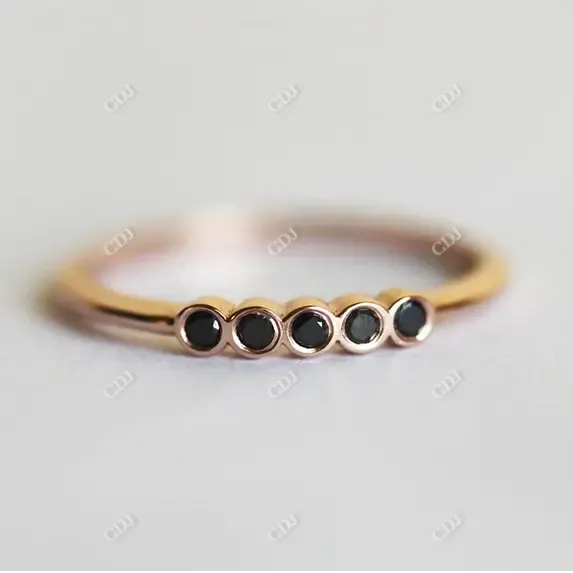 0.07CT Moissanite Black Five Stone Wedding Band