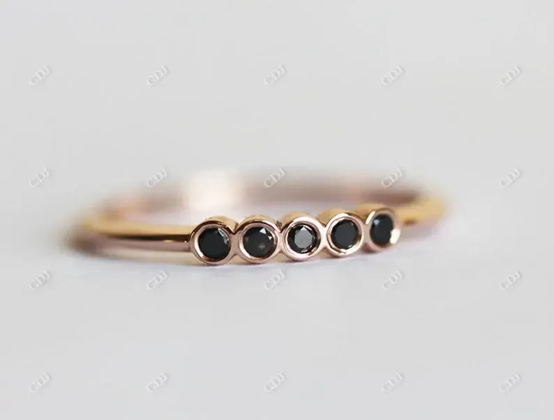 0.07CT Moissanite Black Five Stone Wedding Band