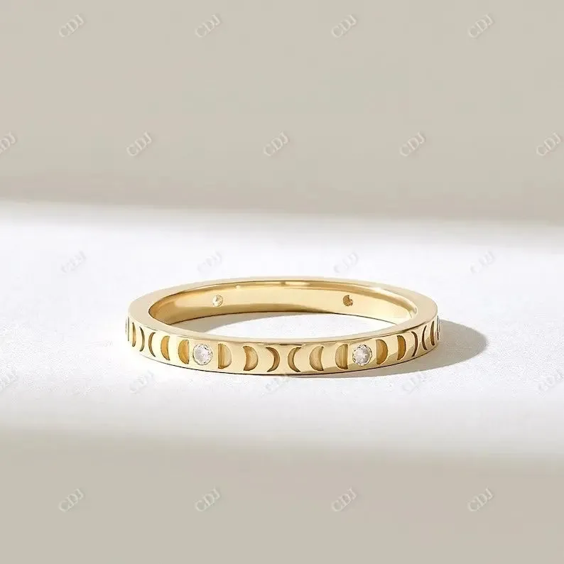 0.12CTW Bezel Diamond Moon Wedding Band