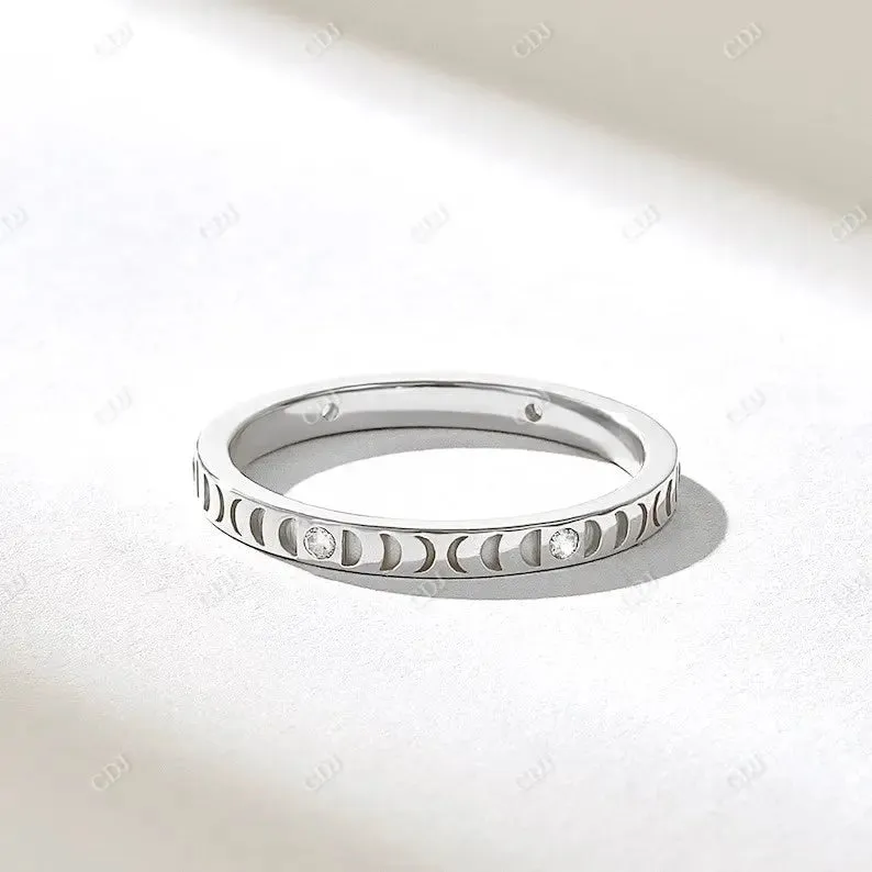 0.12CTW Bezel Diamond Moon Wedding Band