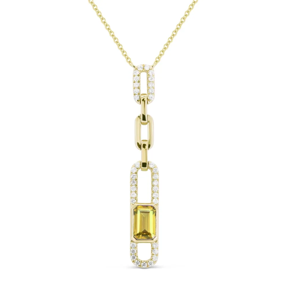 0.67Ct Citrine Necklace In 14K Yellow Gold