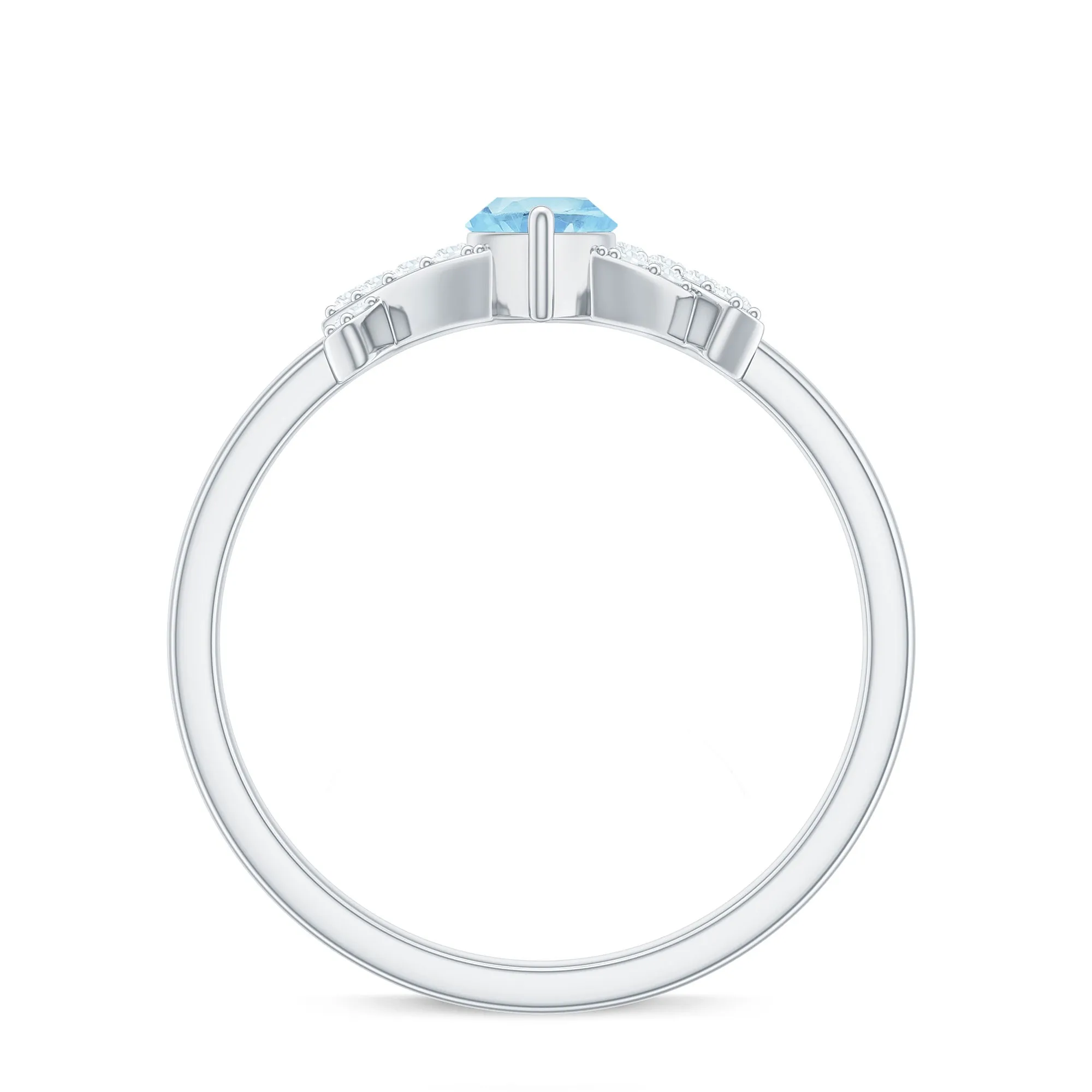 1 Carat Aquamarine Marquise Solitaire Ring with Diamond