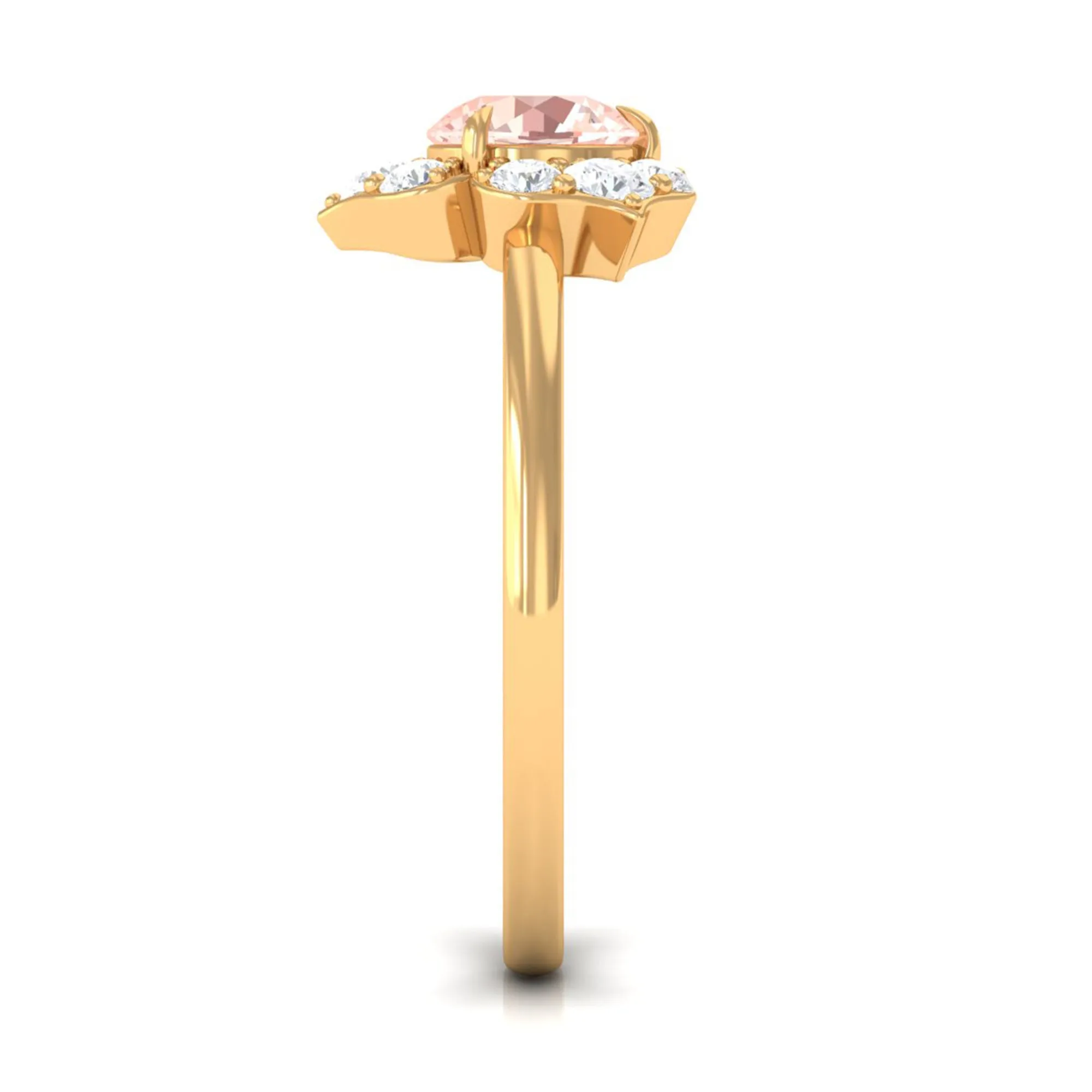 1 CT Round Morganite Flower Engagement Ring with Diamond