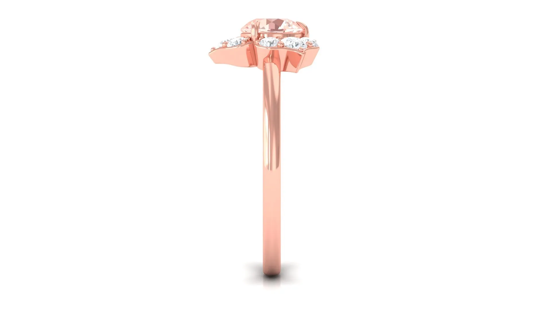 1 CT Round Morganite Flower Engagement Ring with Diamond