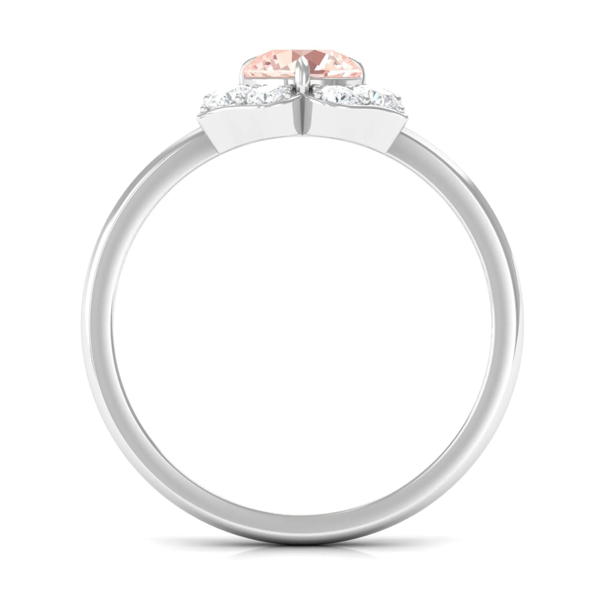 1 CT Round Morganite Flower Engagement Ring with Diamond