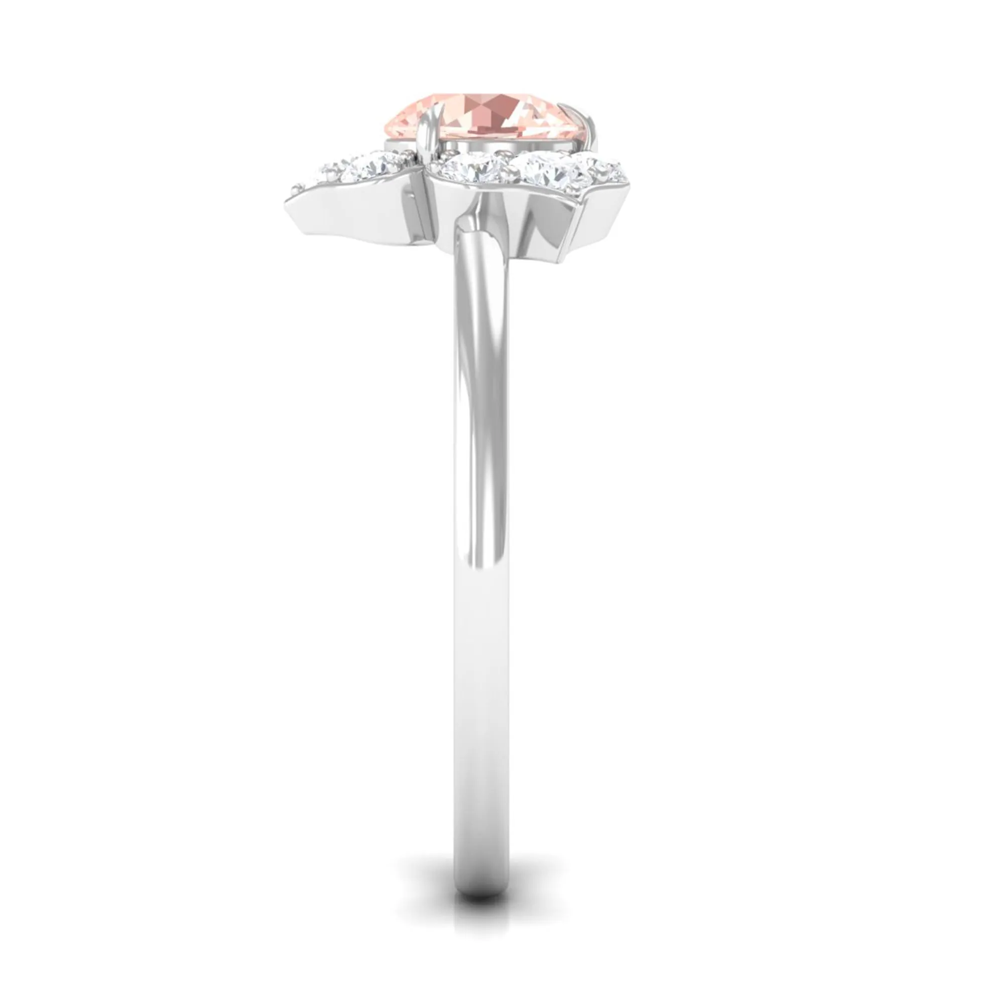 1 CT Round Morganite Flower Engagement Ring with Diamond