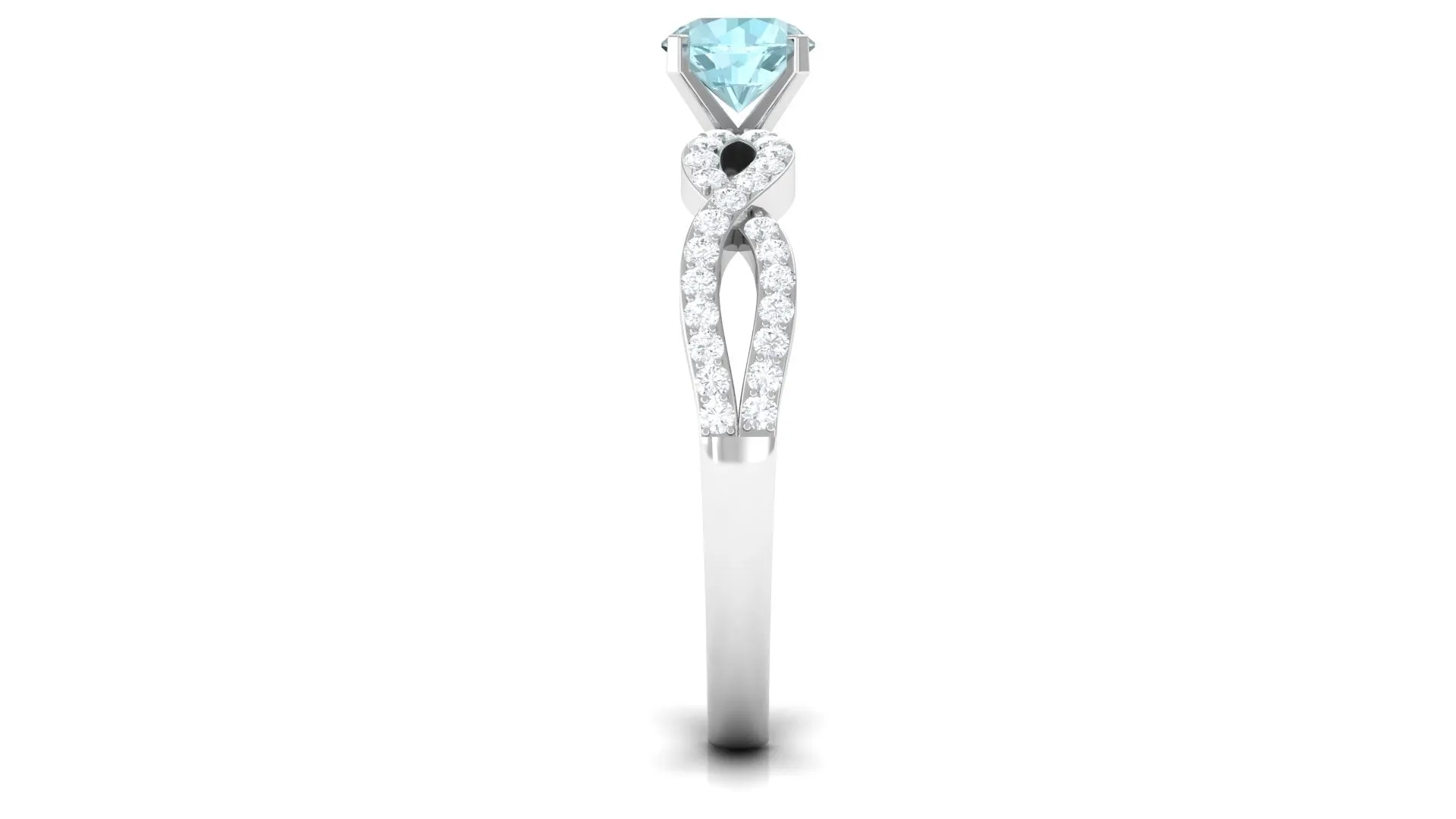 1 CT Round Shape Sky Blue Topaz and Diamond Criss Cross Ring