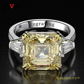 100% 925 Sterling Silver Created Moissanite Citrine Diamonds Gemstone Wedding Engagement Ring Fine Jewelry