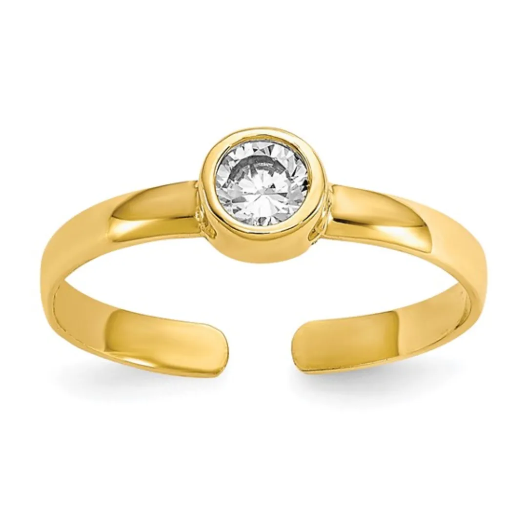 10k Gold CZ Toe Ring For Women