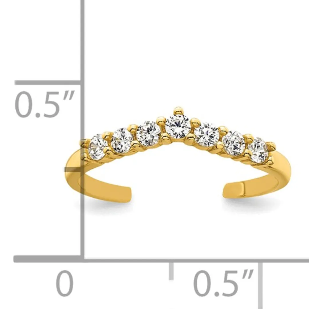 10k Gold White CZ Open Toe Ring