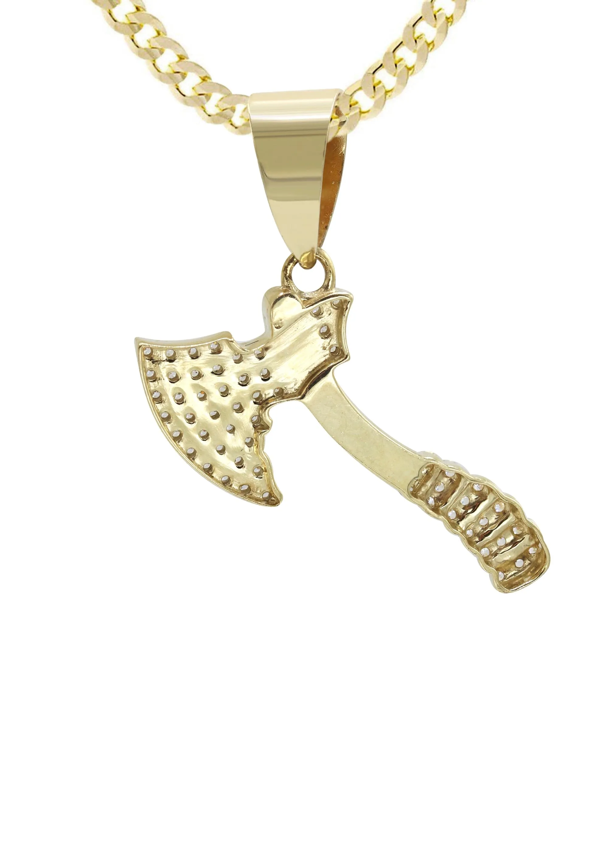 10K Yellow Gold Hatchet Necklace | Appx. 13.8 Grams