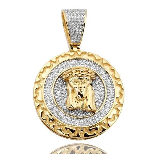 10KY 0.75CTW DIAMOND JESUS MEDALLION WITH NUGGET B