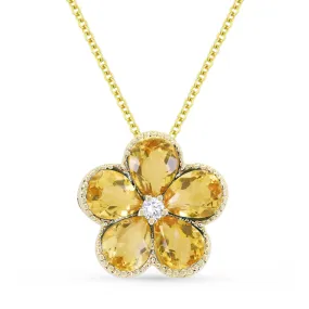 1.17Ct Citrine 16"pendant Necklace In 14K Yellow Gold