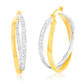 1/2 Carat Diamond Hoop Earrings in Gold Plated Silver