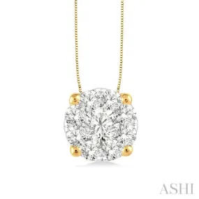 1/2 Ctw Lovebright Round Cut Diamond Pendant in 14K Yellow and White Gold with Chain