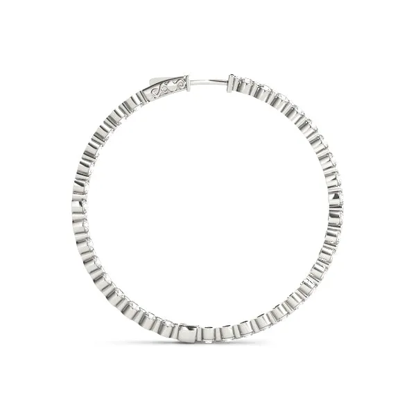 14k Bezel Set Hoop Diamond Earring