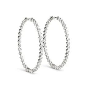 14k Bezel Set Hoop Diamond Earring