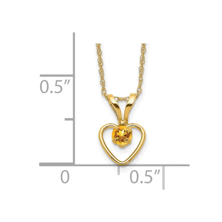 14k Madi K 3mm Citrine Heart Birthstone Necklace