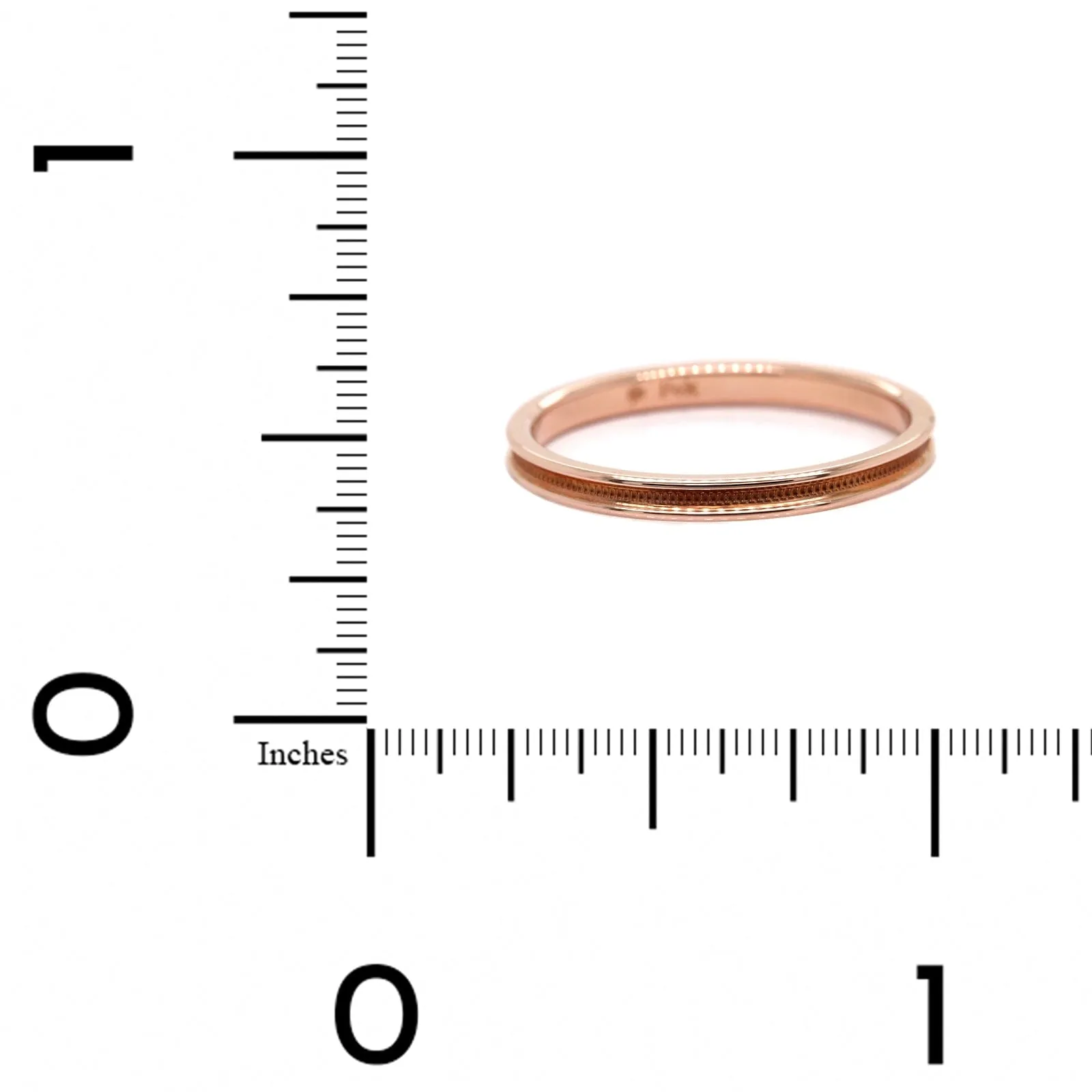 14K Rose Gold 2mm Recessed Milgrain Band