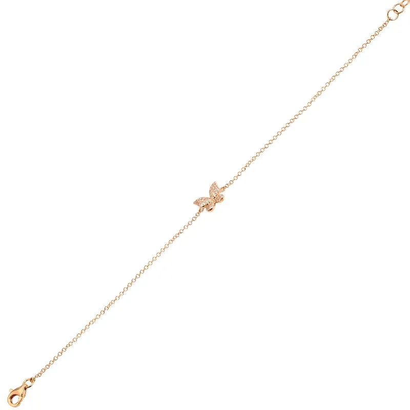 14K Rose Gold Diamond Butterfly Bracelet