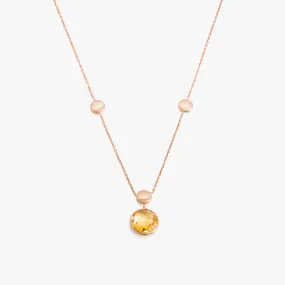 14K satin rose gold Kensington single stone necklace with citrine