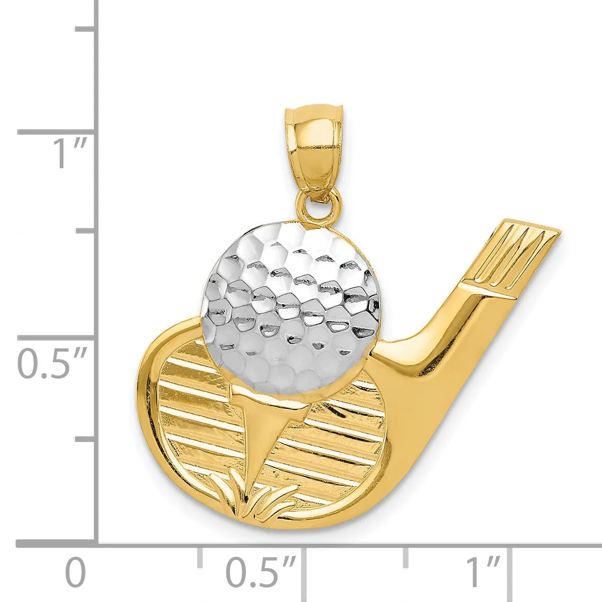 14k Two Tone Gold Golf Ball Tee Ball Pendant