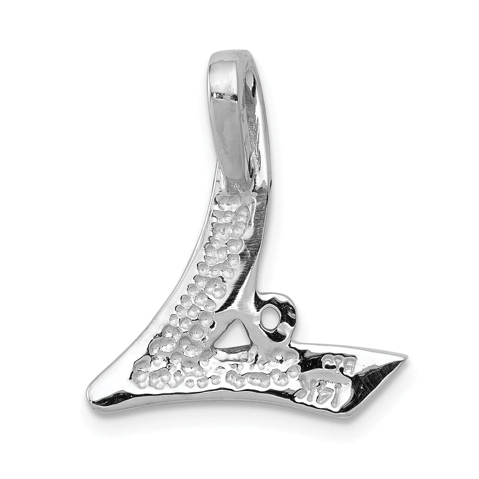 14K White Gold Peg Set Chain Slide Pendant Mount