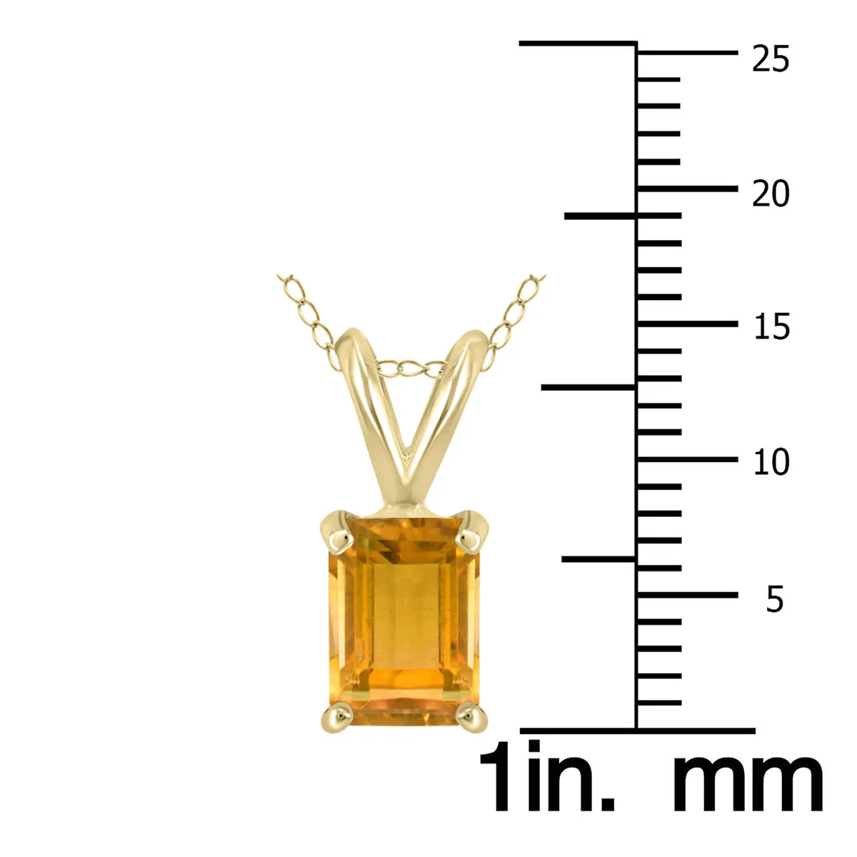 14K Yellow Gold 8X6Mm Emerald Shaped Citrine Pendant