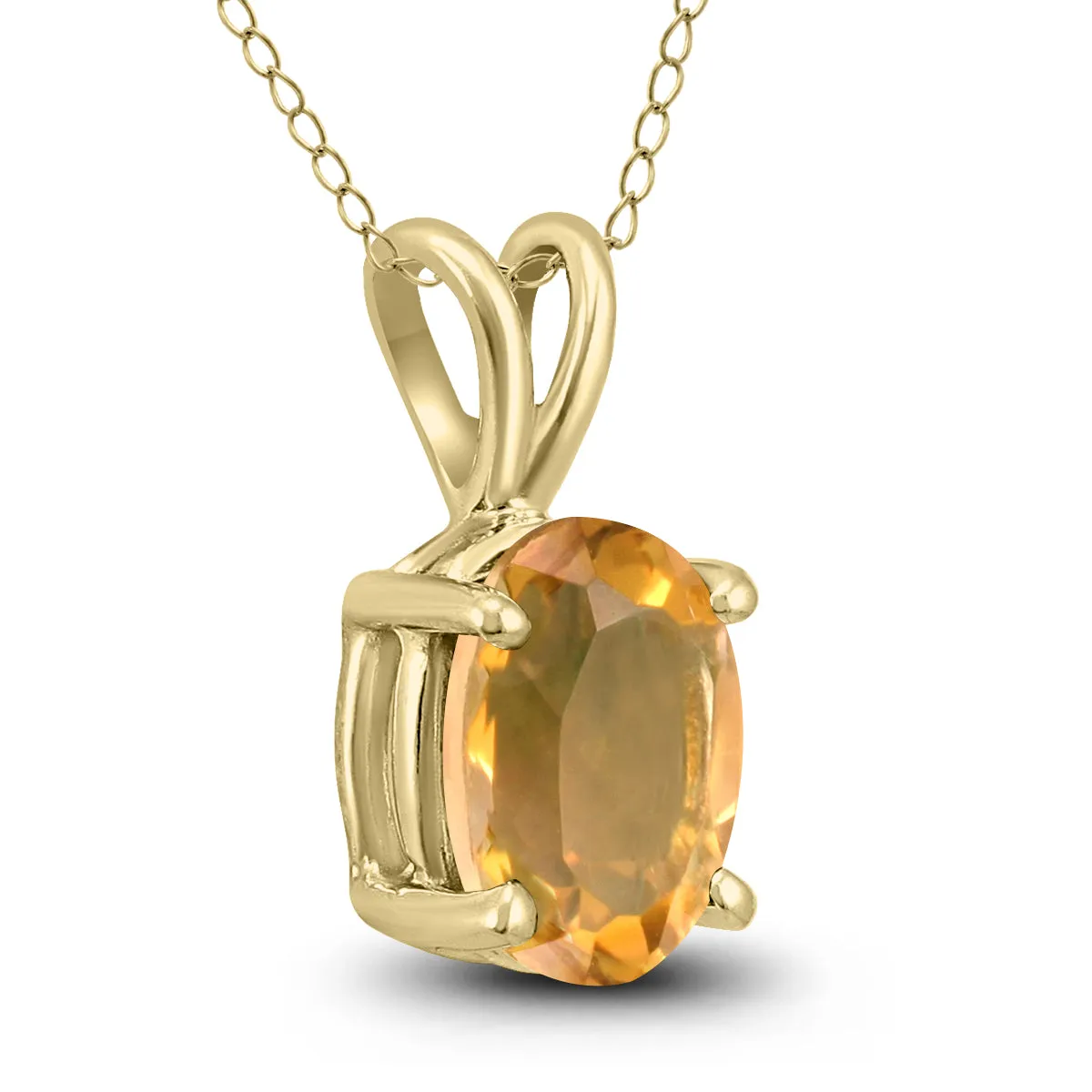 14K Yellow Gold 8X6Mm Oval Citrine Pendant