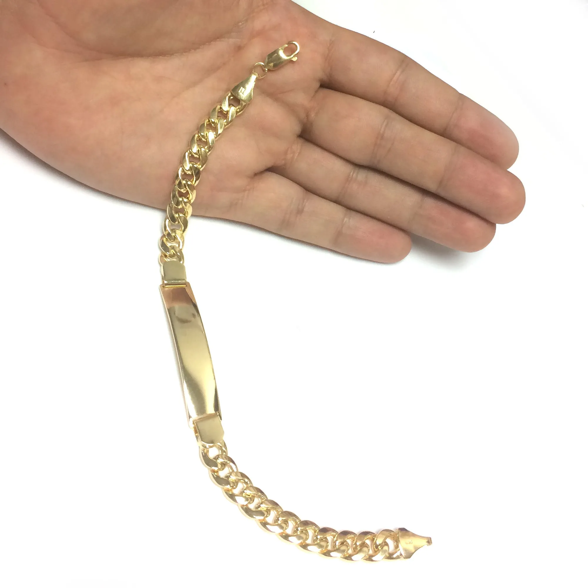 14k Yellow Gold Curb Link Mens ID Bracelet, 8.5"