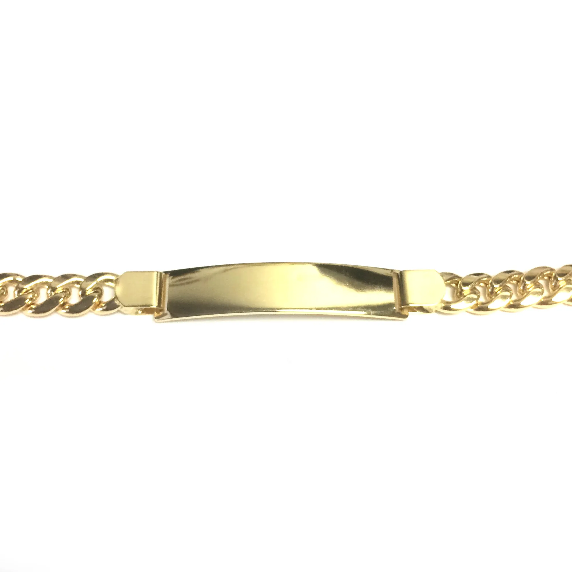 14k Yellow Gold Curb Link Mens ID Bracelet, 8.5"