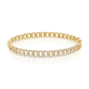 14K Yellow Gold Diamond Curb Link Bangle