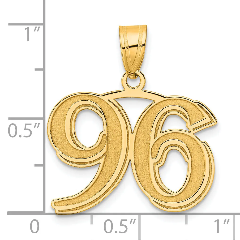 14k Yellow Gold Polished Etched Number 96 Pendant