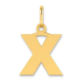 14k Yellow Gold  Small Size Letter X Initial Block Pendant