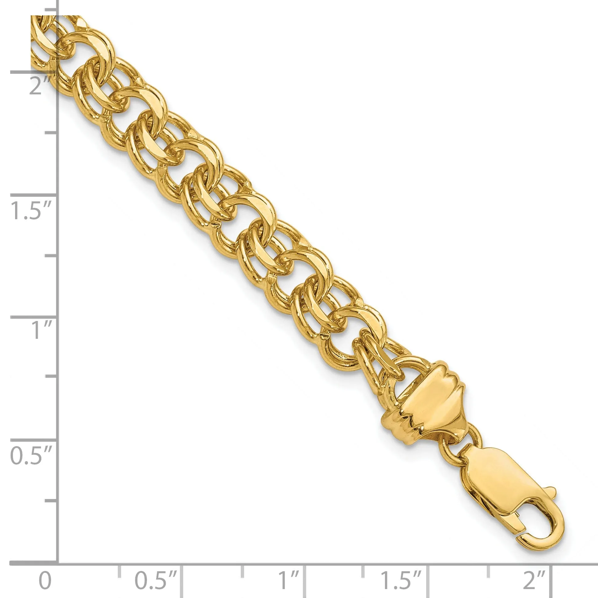 14k Yellow Gold Solid Double Link Charm Bracelet