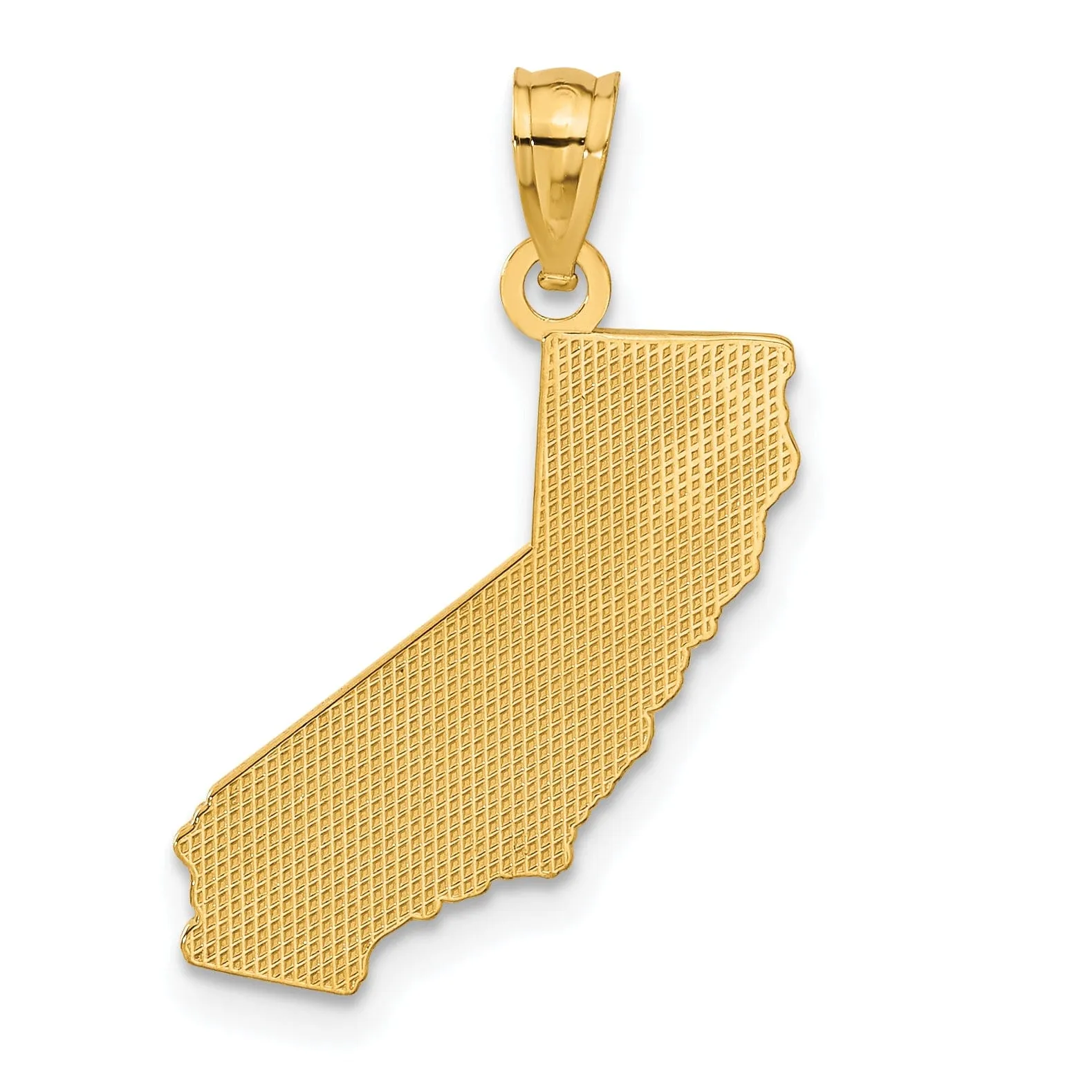 14k Yellow Gold Solid Polished Finish Map State of CALIFORNIA Design Pendant