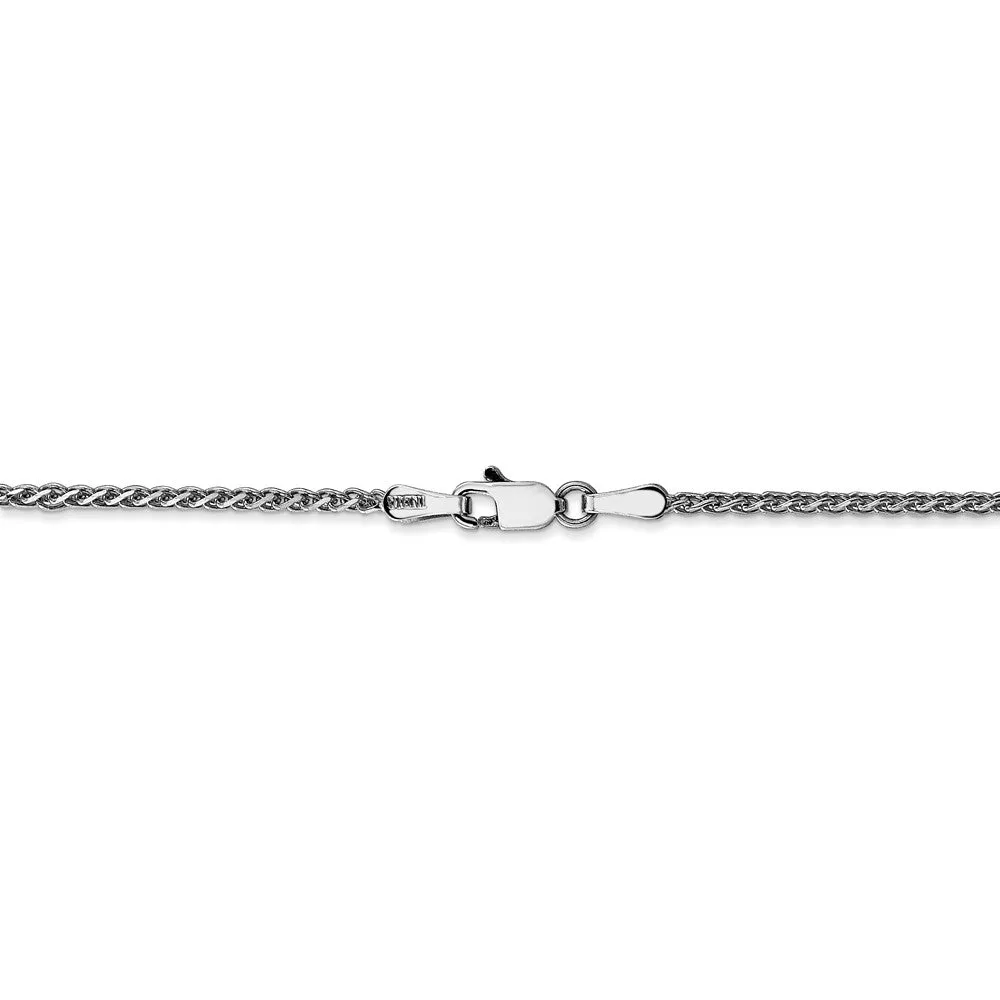 1.4mm, 14k White Gold Diamond Cut Solid Spiga Chain Bracelet