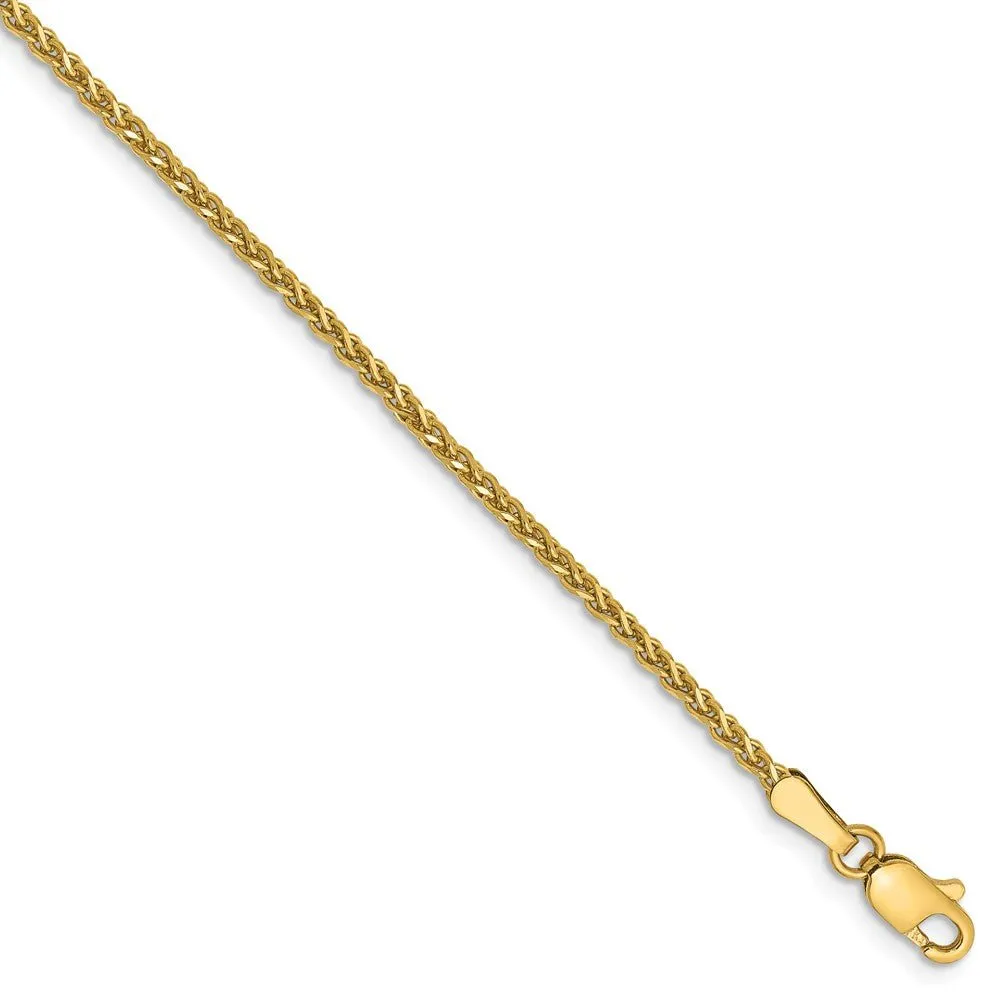 1.4mm, 14k Yellow Gold Diamond Cut Solid Spiga Chain Bracelet