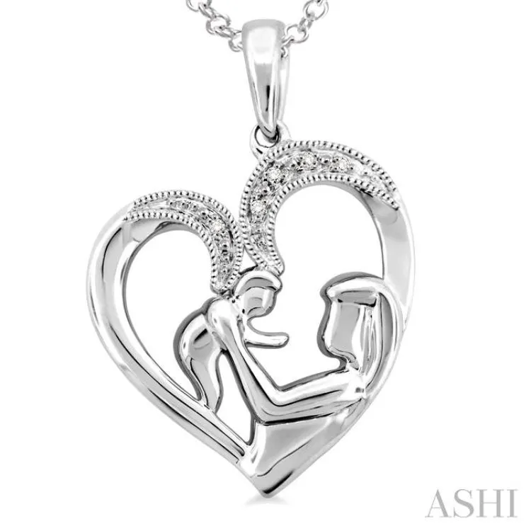 1/50 Ctw Single Cut Diamond Heart Pendant in Sterling Silver with Chain