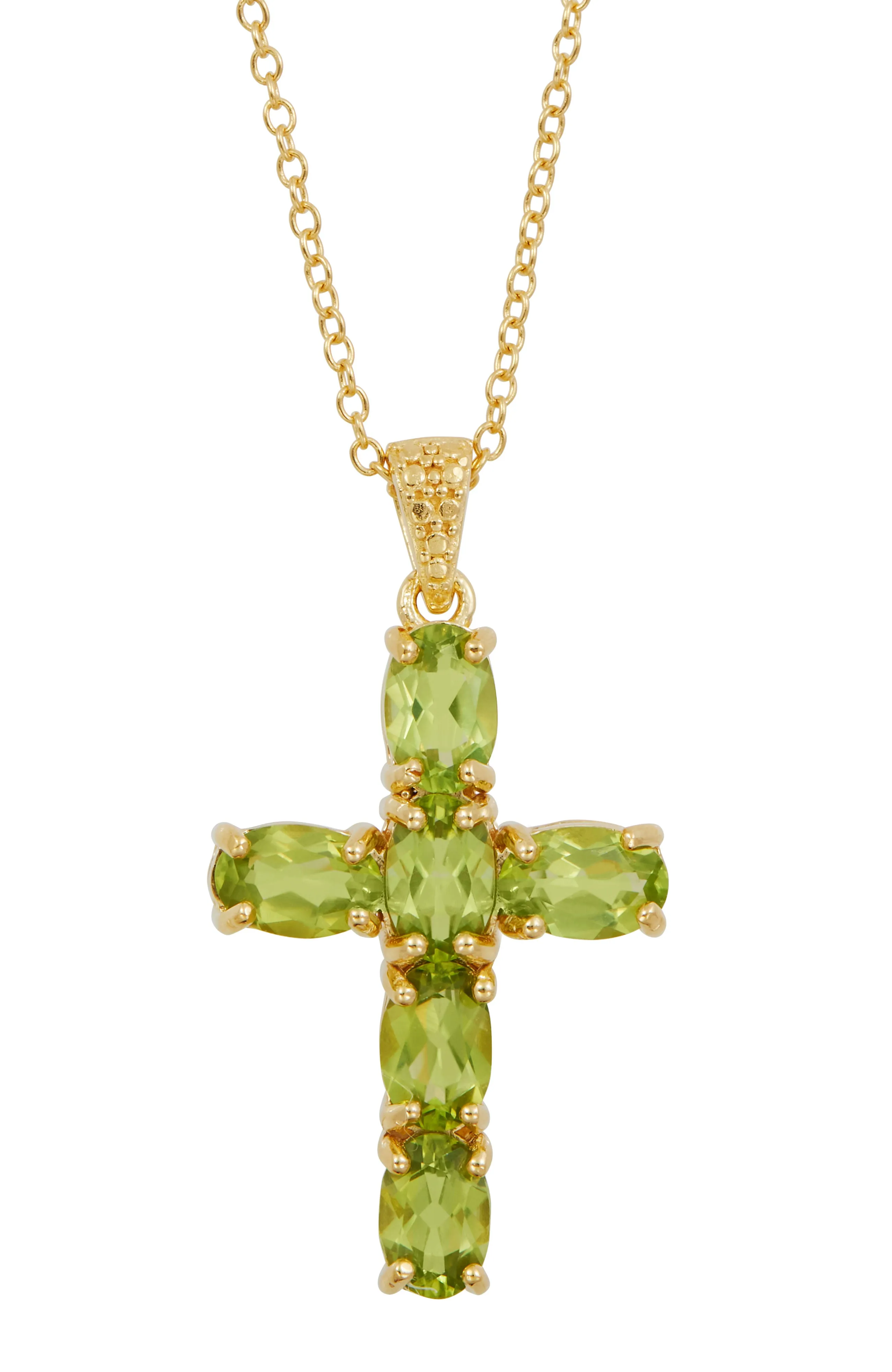 18K GOLD OVER STERLING SILVER CROSS PENDANT NECKLACE