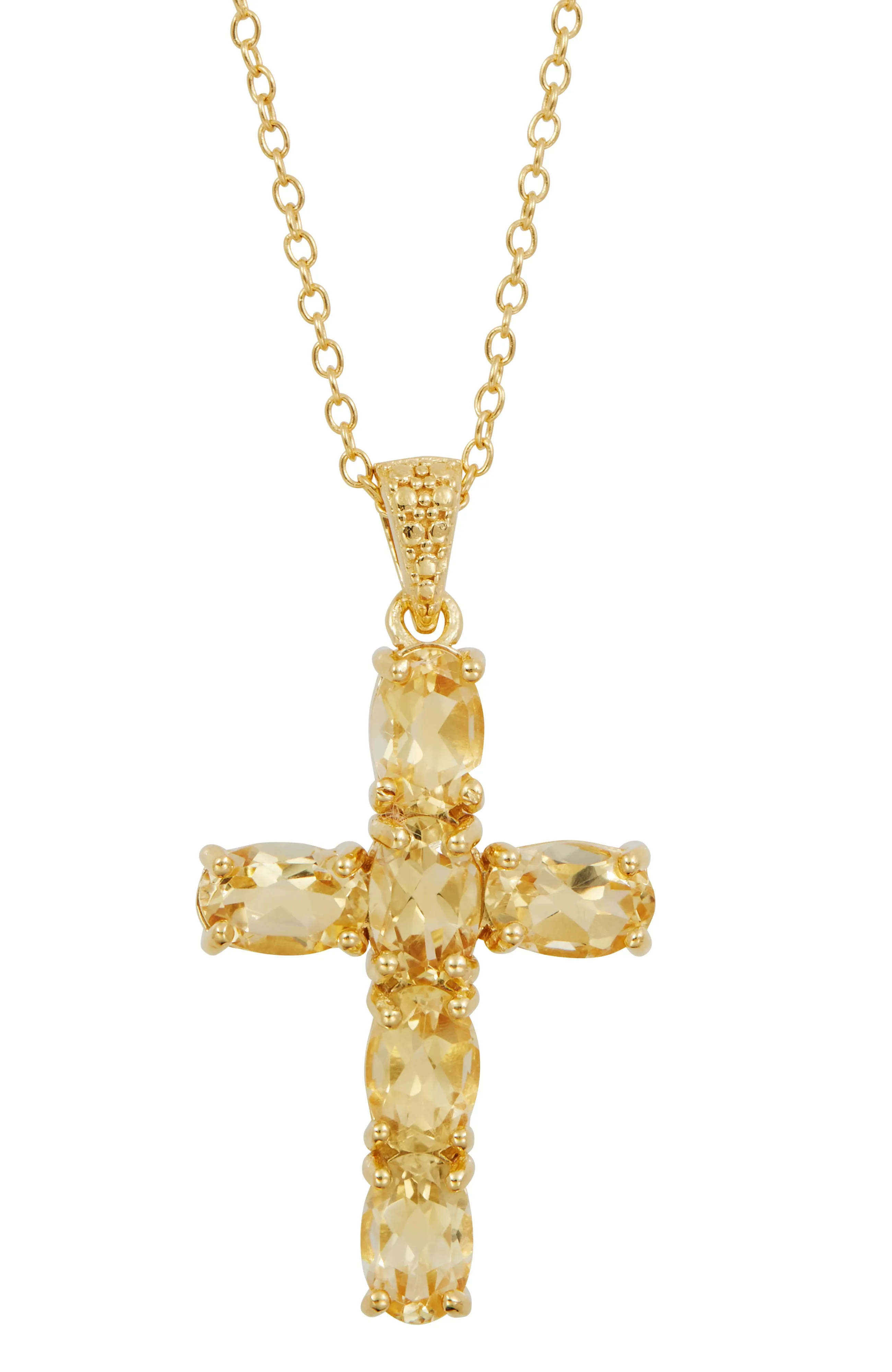 18K GOLD OVER STERLING SILVER CROSS PENDANT NECKLACE