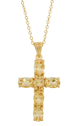 18K GOLD OVER STERLING SILVER CROSS PENDANT NECKLACE