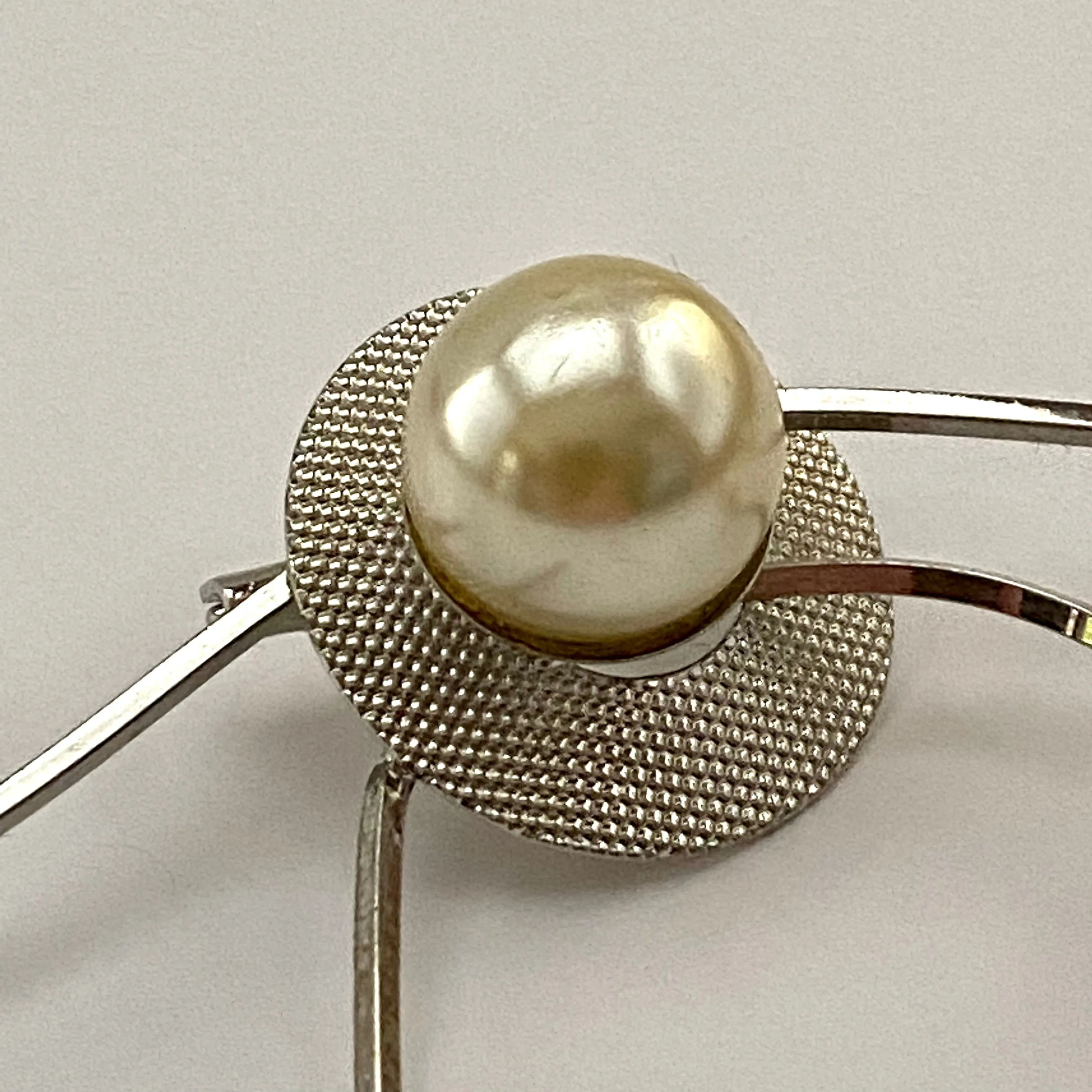 1960s Abstract Faux Pearl Brooch