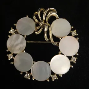 1960s Linser Mother-Of-Pearl Round Brooch