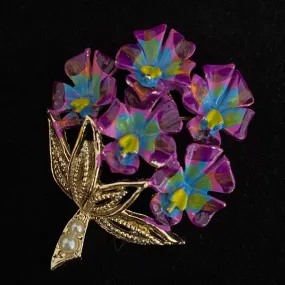 1960s Tropical Orchid Bouquet Brooch