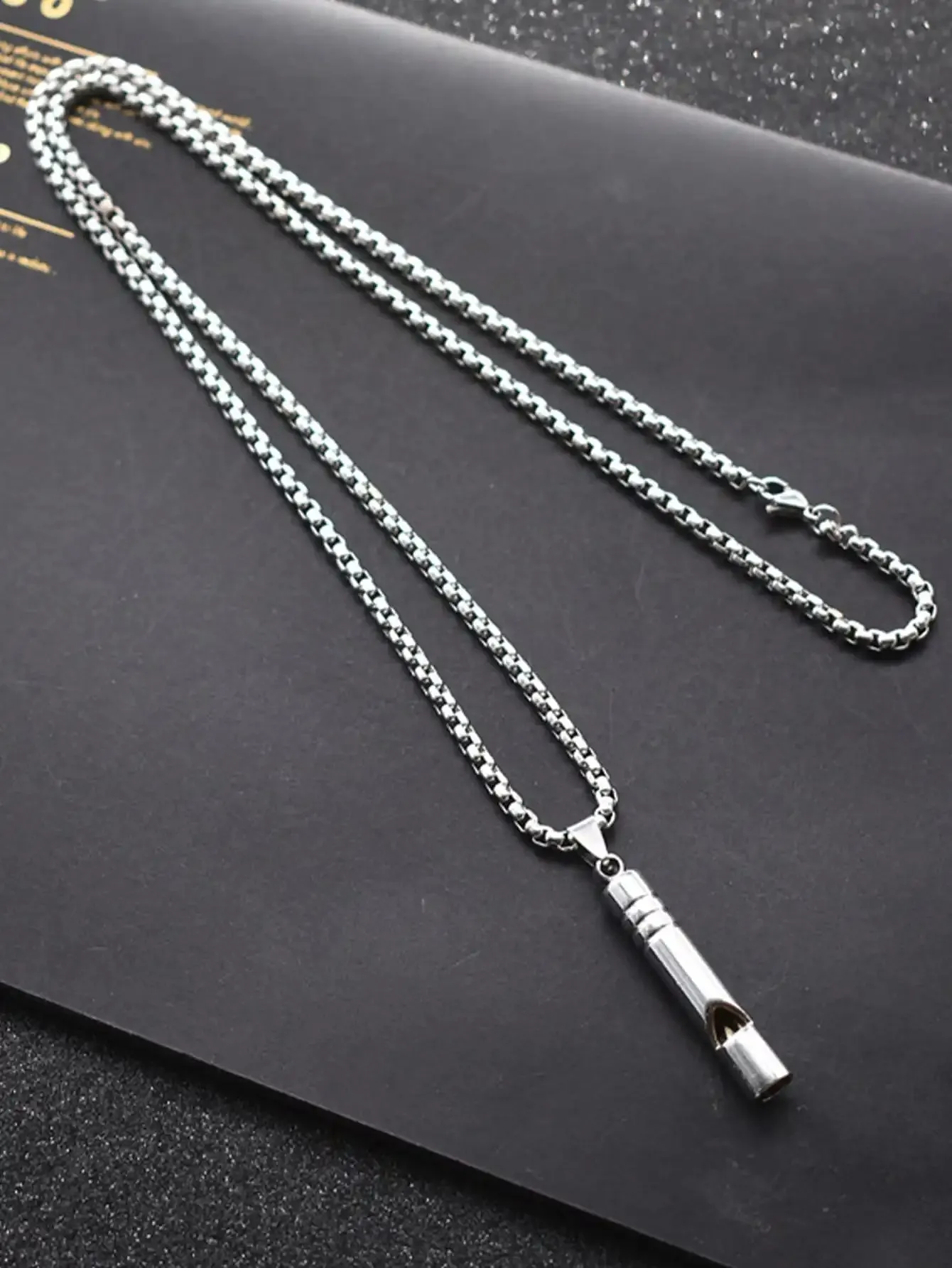 1pcs Breathing Necklace Stainless Steel Anapana Breathing Necklace Increase Attention Whistle Necklace Anxiety Relief for Kids A