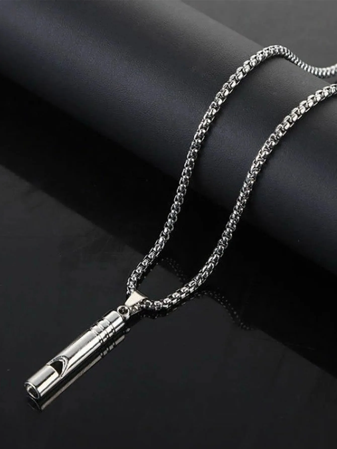 1pcs Breathing Necklace Stainless Steel Anapana Breathing Necklace Increase Attention Whistle Necklace Anxiety Relief for Kids A