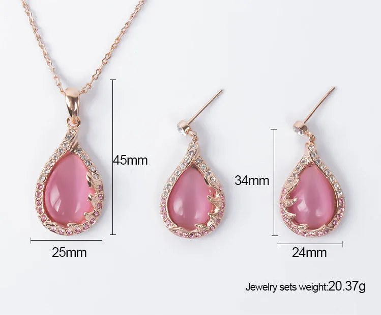 2021 new fashion European and American bride necklace earrings two sets of ladies crystal jewelry set